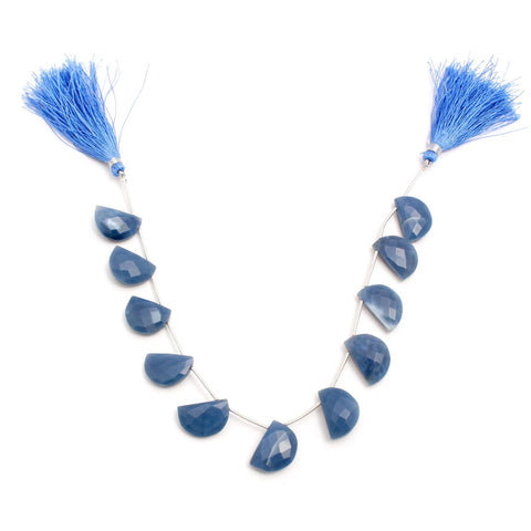 Blue Opal Blue D Shape Faceted Natural Beads