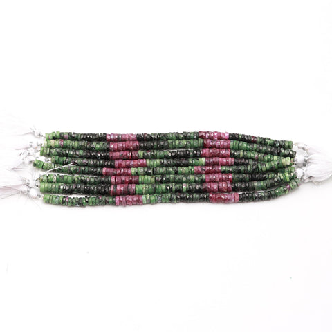 Ruby Ziosite Shaded Tire Faceted Natural Beads 8 Inches