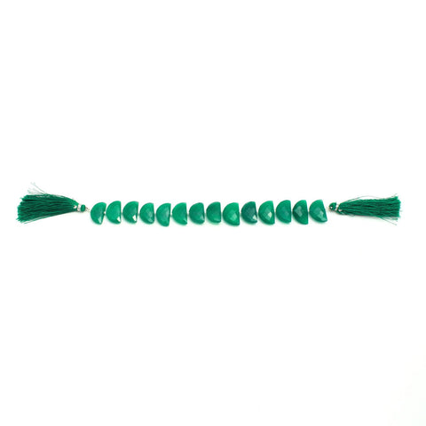 Green Onyx Green D Shape Faceted Natural Beads