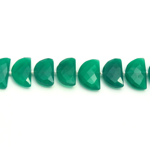 Green Onyx Green D Shape Faceted Natural Beads