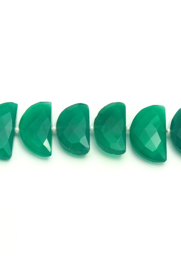 Green Onyx Green D Shape Faceted Natural Beads