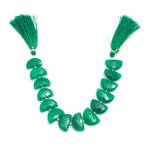 Green Onyx Green D Shape Faceted Natural Beads