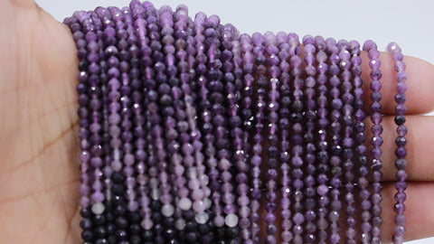 Sugilite Shaded Purple Round Faceted Natural Breads 12.5 Inches