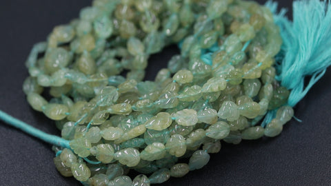 Prehnite Green Shell Carving Natural Beads 15 inches Strands