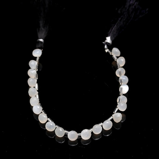 White Moonstone Onion Faceted Natural Beads 8 Inches Strands