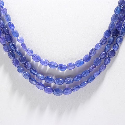 Tanzanite Blue Oval Smooth Natural Beads Necklace 24 inches strands