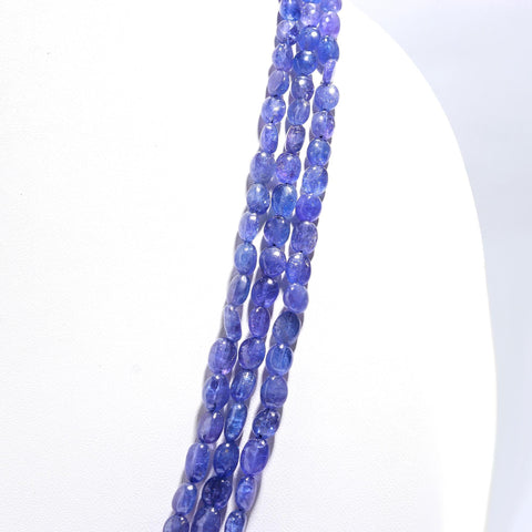 Tanzanite Blue Oval Smooth Natural Beads Necklace 24 inches strands