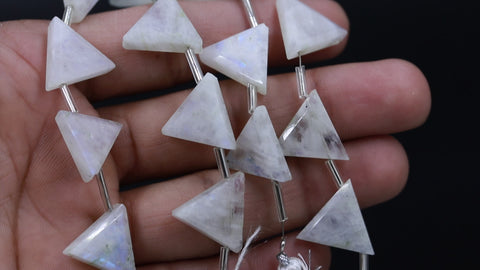 Rainbow Moonstone Triangle Smooth Natural Beads 8 Inches Strands