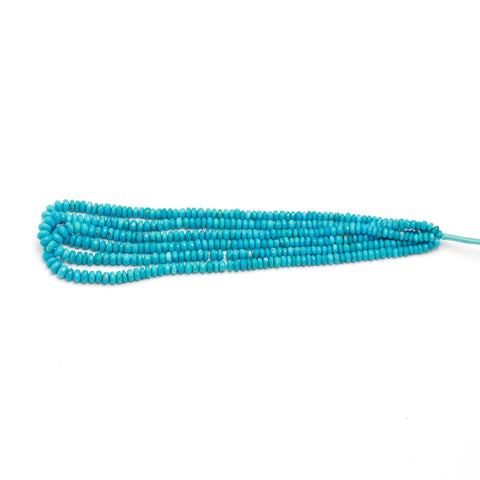 Sleeping Beauty Turquoise Blue Rondelle Faceted Natural Beads 16 Inches