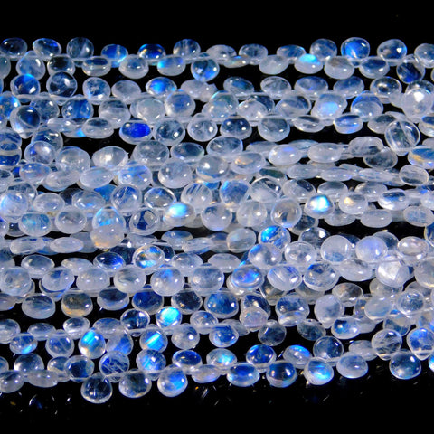 Rainbow Moonstone White Pear Smooth Natural Beads 8 Inches Strands