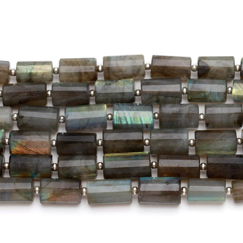 Labradorite Grey Tube Faceted Natural Beads 8 Inches Strands