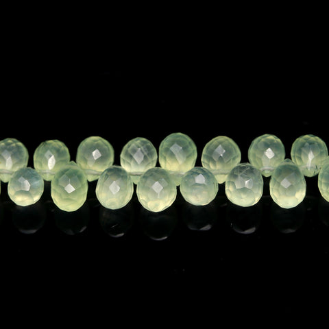 Prehnite Green Drop Faceted Natural Beads 8 Inches Strands