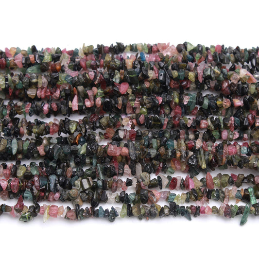 Watermelon Tourmaline Chips Smooth Natural Beads 34 Inches Strands