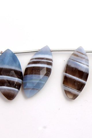 Boulder Opal Blue/Grey Curved Rhombus Faceted Natural Beads