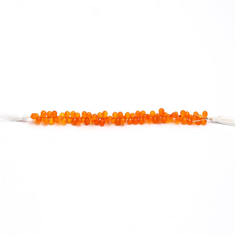 Carnelian Orange Drop Faceted Natural Beads 8 Inches Strands