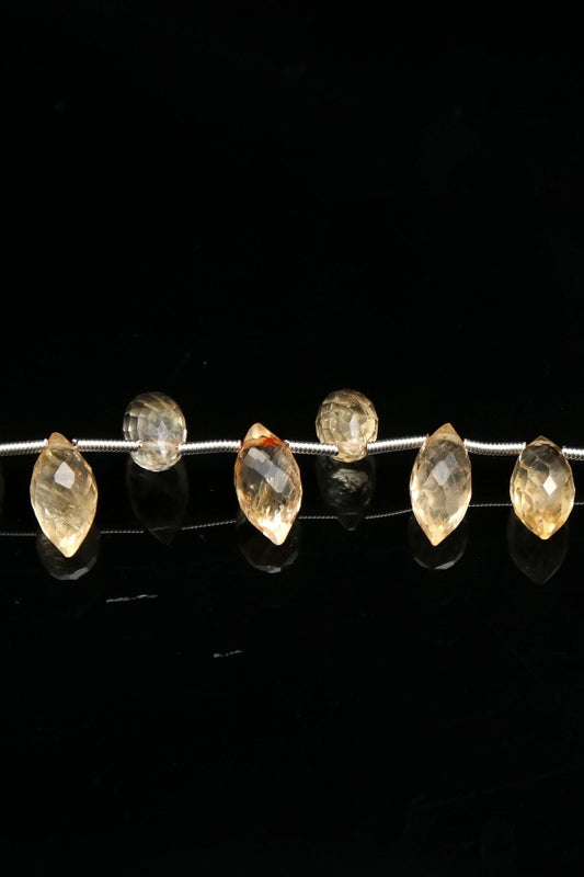 Citrine Orange/Yellow Dew Drop Faceted Natural Beads