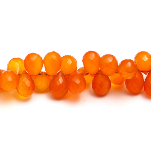 Carnelian Orange Drop Faceted Natural Beads 8 Inches Strands