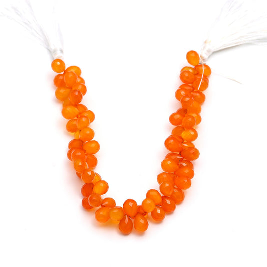 Carnelian Orange Drop Faceted Natural Beads 8 Inches Strands