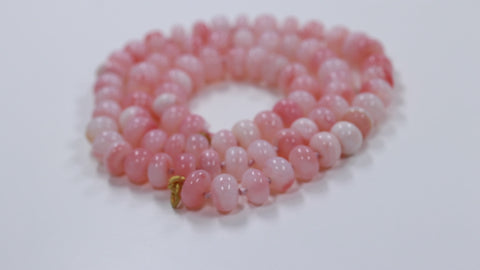 Opal Pink Knotted Rondelle Natural Beads Necklace 20 Inches Strands