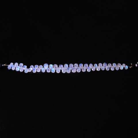 Rainbow Moonstone White Pear 9 MM Faceted Natural Beads 8 Inches Strands