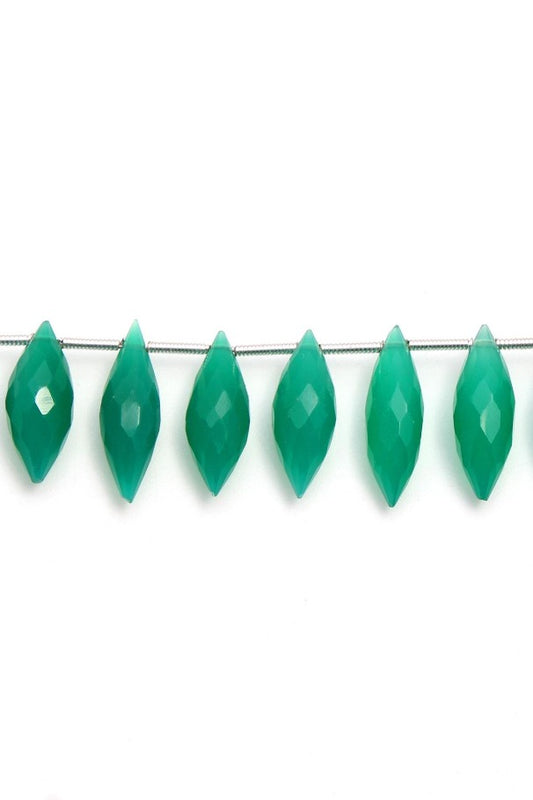 Green Onyx Dew Drop Faceted Natural Beads