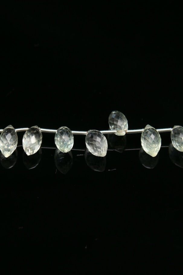 Green Amethyst  Dew Drop Top Drill Faceted Natural Beads