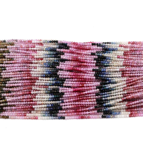 Multi Spinel Shaded Multicolor Round Faceted Natural Beads 12.5 inches strands