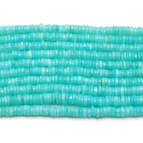 Amazonite Green Tire Faceted Natural Beads 8 Inches Strands