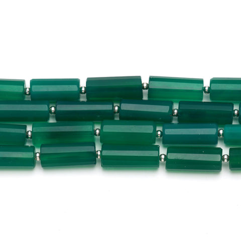 Onyx Green Tube Faceted Natural Beads 8 Inches Strands