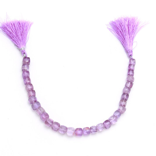 Amethyst Purple Cube Faceted Natural Beads 8 Inches Strands