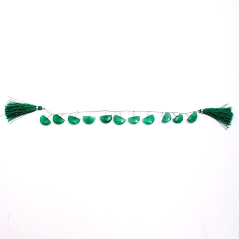 Green Onyx Green D Shape Faceted Natural Beads