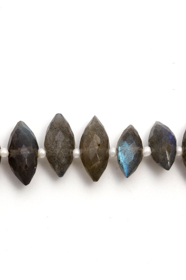 Labradorite Grey Dew Drop Faceted Natural Beads