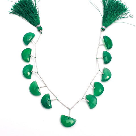 Green Onyx Green D Shape Faceted Natural Beads