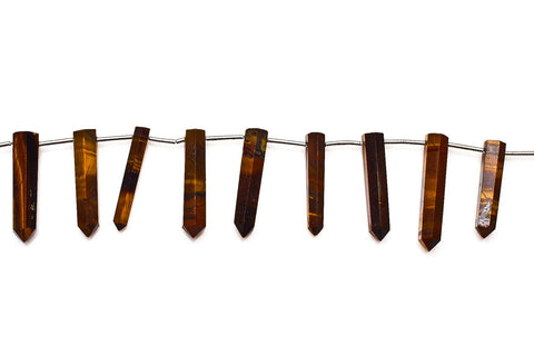 Tiger Eye Brown Pencil Faceted Natural Beads