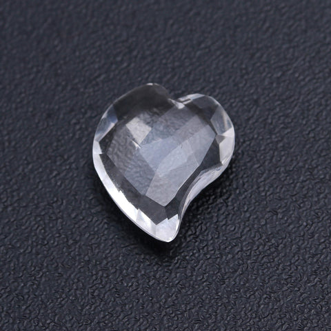 Crystal Quartz White Curved Heart Faceted Natural 13 MM Stone