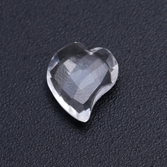 Crystal Quartz White Curved Heart Faceted Natural 13 MM Stone