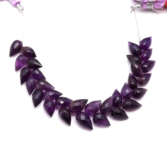 Amethyst Purple Drop Faceted Natural Beads 4 Inches