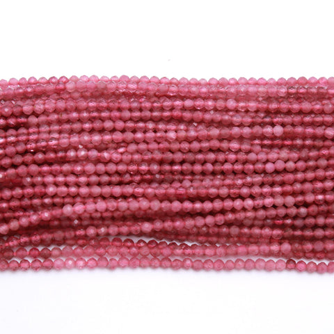 Tourmaline Pink Shaded Round Faceted Natural Beads 13.5 Inches