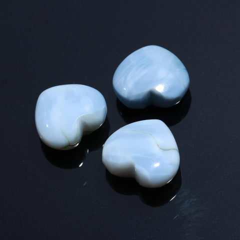 Lace Agate Blue Heart Smooth Natural  3 Piece Beads