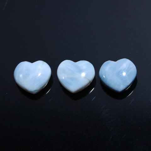 Lace Agate Blue Heart Smooth Natural  3 Piece Beads