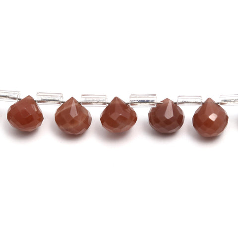 Peach Moonstone Onion Faceted Natural Beads 8 inches Strands