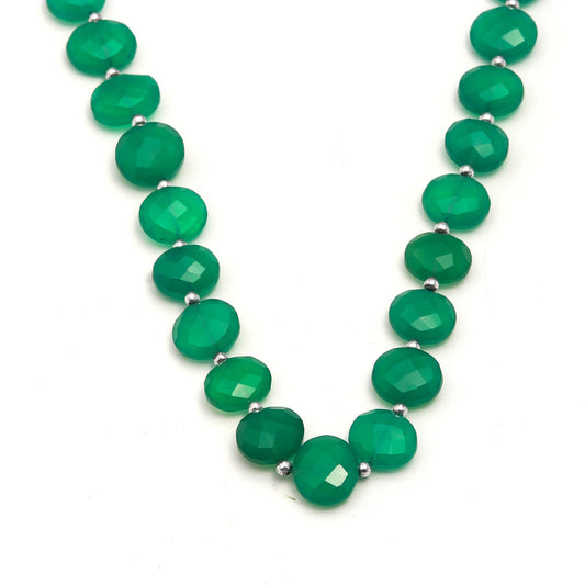 Green Onyx Green Oval Faceted Natural Beads 8 Inches Strands