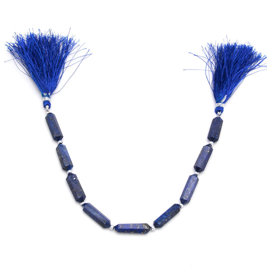 Lapis Lazuli Blue Double Pencil Faceted Natural Beads 8 Inches Strands