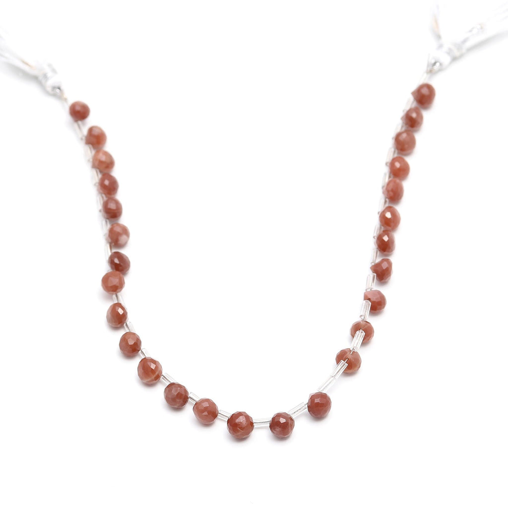 Peach Moonstone Onion Faceted Natural Beads 8 inches Strands