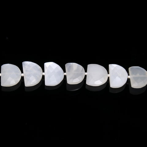 White Moonstone White D Shape Faceted Natural Beads