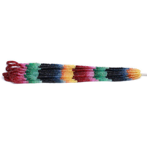 Multi Sapphire Shaded Multi Color Rondelle Faceted Natural Beads 16 Inches