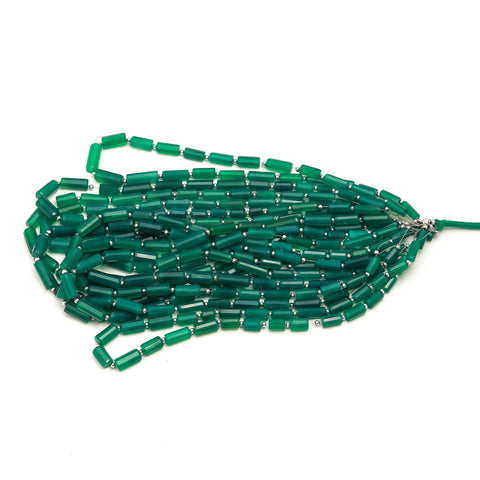 Green Onyx Tube Faceted Natural Beads 8 Inches Strands