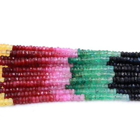 Multi Sapphire Shaded Multi Color Rondelle Faceted Natural Beads 16 Inches