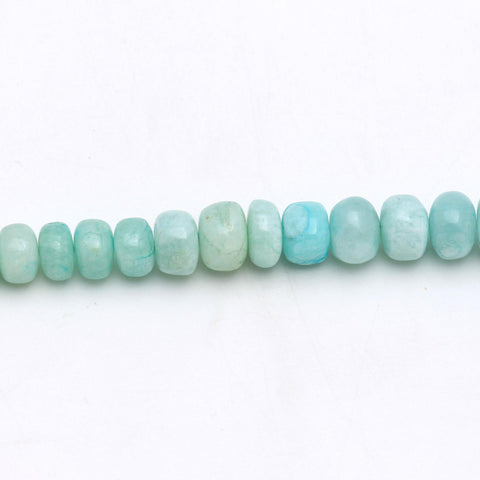 Peru Opal Green Rondell Smooth Natural Beads 8 inches Strands