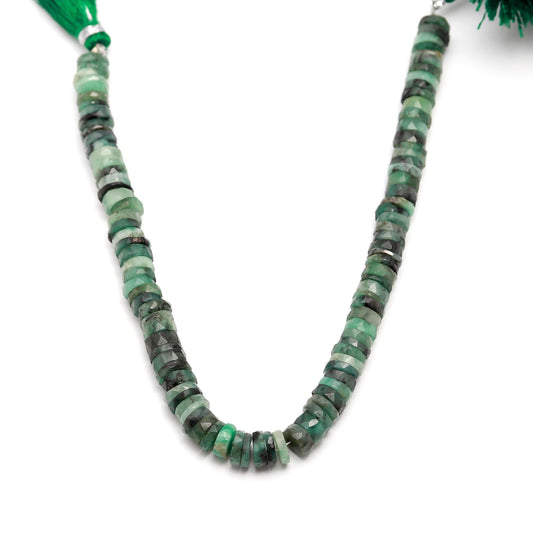 Emerald Green Tire Faceted Natural Beads 8 Inches Strands